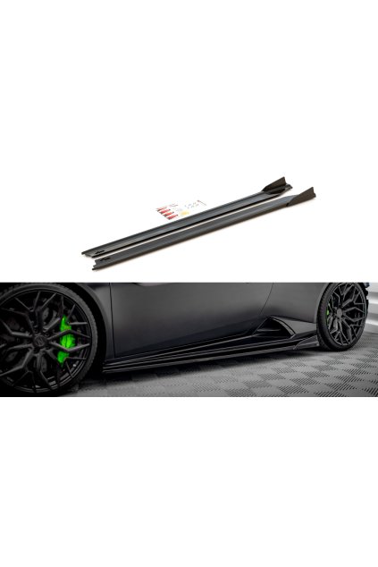 Maxton Design difuzory pod boční prahy pro Lamborghini Huracan EVO, černý lesklý plast ABS