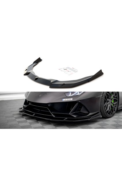 Maxton Design spoiler pod přední nárazník pro Lamborghini Huracan EVO, černý lesklý plast ABS