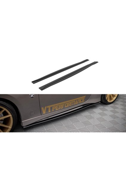Maxton Design "Street Pro" difuzory pod boční prahy pro Nissan 370Z Nismo, plast ABS bez povrchové úpravy, s červenou linkou