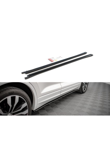 Maxton Design difuzory pod boční prahy pro Volkswagen Touareg Mk3 /R-Line, carbon-Look