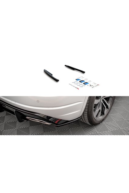 Maxton Design boční difuzory pod zadní nárazník pro Volkswagen Touareg Mk3 /R-Line, černý lesklý plast ABS