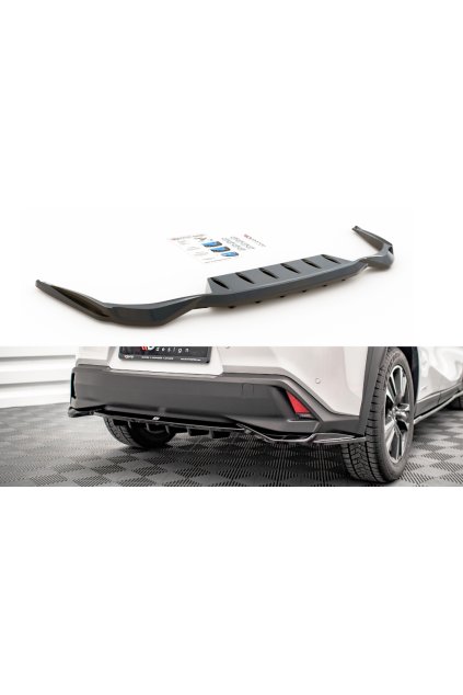 Maxton Design středový spoiler pod zadní nárazník s žebrováním pro Lexus UX Mk1, černý lesklý plast ABS
