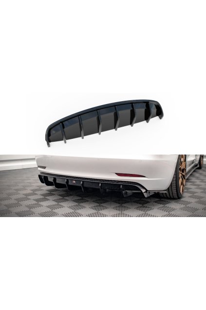 Maxton Design vložka zadního nárazníku ver.2 pro Tesla Model 3 Mk1, černý lesklý plast ABS