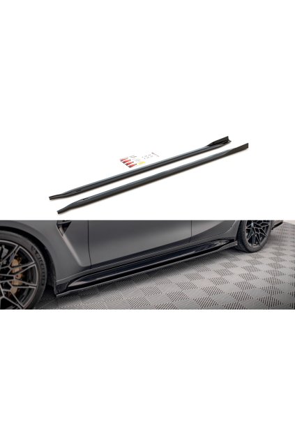 Maxton Design difuzory pod boční prahy ver.2 pro BMW M3 G80, černý lesklý plast ABS