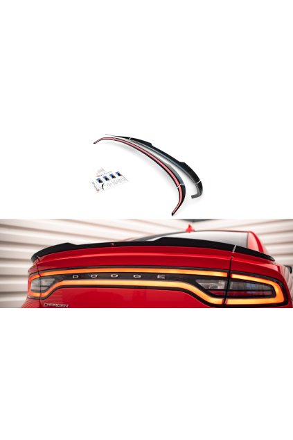 Maxton Design prodloužení víka kufru pro Dodge Charger Mk7 Facelift RT, černý lesklý plast ABS