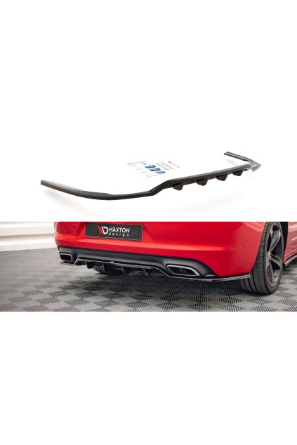 Maxton Design středový spoiler pod zadní nárazník s žebrováním pro Dodge Charger Mk7 Facelift RT, černý lesklý plast ABS