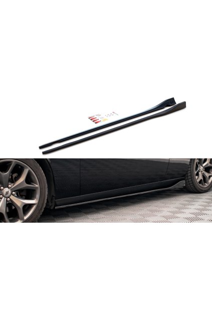 Maxton Design difuzory pod boční prahy pro Dodge Challenger Mk3 RT Facelift, černý lesklý plast ABS