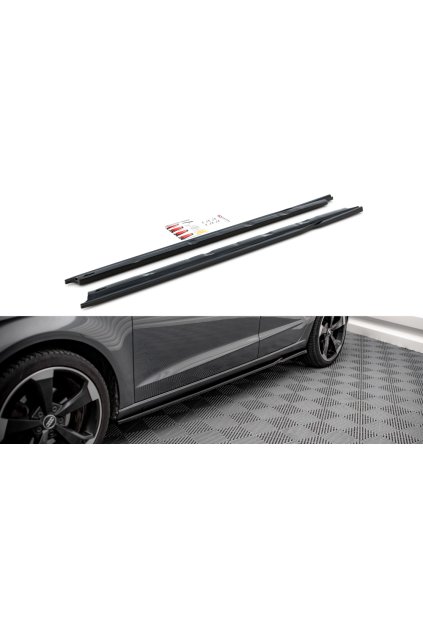 Maxton Design difuzory pod boční prahy pro Audi A3 8V, černý lesklý plast ABS, Sportback