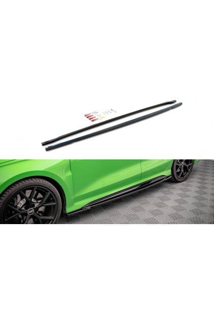 Maxton Design difuzory pod boční prahy pro Audi RS3 8Y, černý lesklý plast ABS, Sedan
