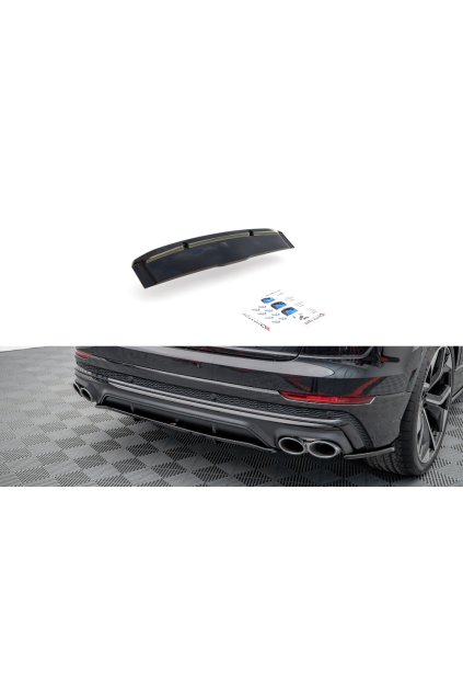 Maxton Design středový spoiler pod zadní nárazník s žebrováním pro Audi SQ8 Mk 1, černý lesklý plast ABS
