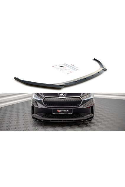 Maxton Design spoiler pod přední nárazník ver.3 pro Škoda Enyaq iV Mk1, černý lesklý plast ABS