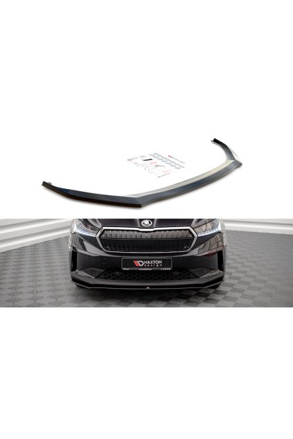 Maxton Design spoiler pod přední nárazník ver.1 pro Škoda Enyaq iV Mk1, černý lesklý plast ABS