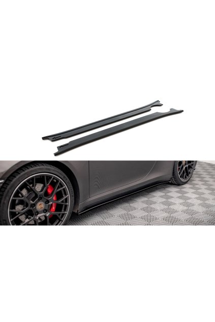 Maxton Design difuzory pod boční prahy pro Porsche 911 992 /Carrera 4S, černý lesklý plast ABS