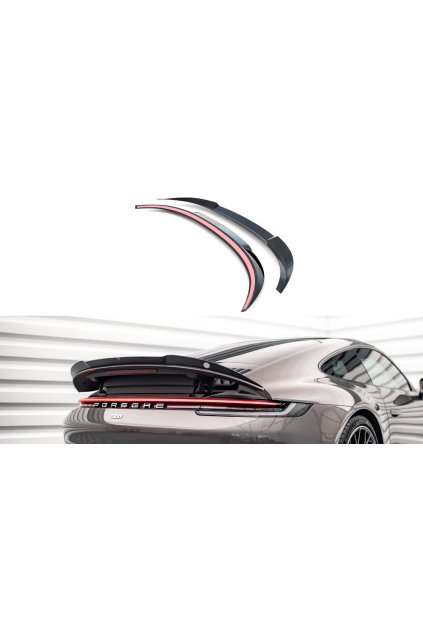 Maxton Design prodloužení spoileru pro Porsche 911 992 /Carrera 4S, černý lesklý plast ABS