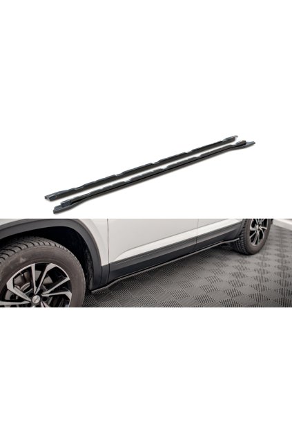 Maxton Design difuzory pod boční prahy pro Volkswagen Atlas Cross Sport Mk1, černý lesklý plast ABS