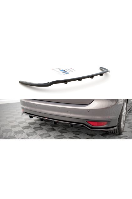 Maxton Design středový spoiler pod zadní nárazník s žebrováním pro Ford C-max Mk2, černý lesklý plast ABS