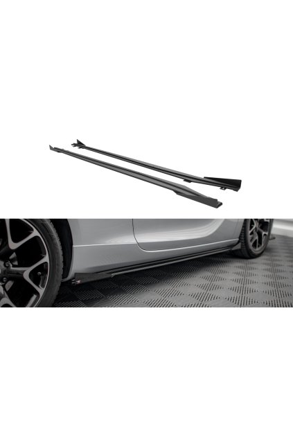 Maxton Design "Street Pro" difuzory pod boční prahy s křidélky pro Opel Astra J (Mk4), plast ABS bez povrchové úpravy, GTC OPC-Line, s červenou linkou