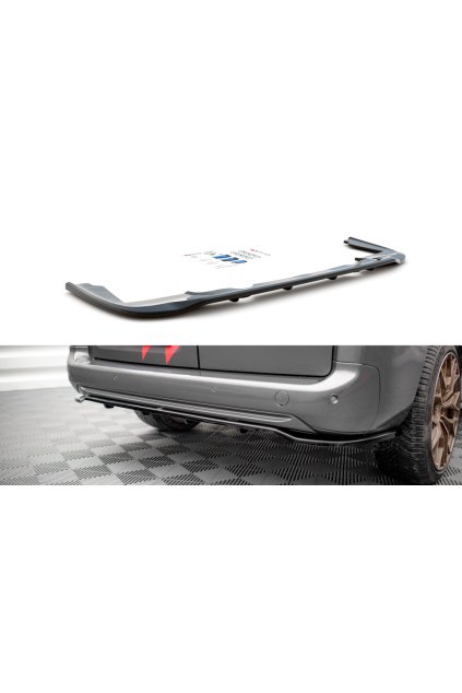 Maxton Design středový spoiler pod zadní nárazník s žebrováním pro Peugeot Partner Mk3, černý lesklý plast ABS