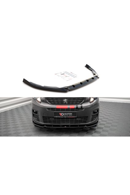Maxton Design spoiler pod přední nárazník pro Peugeot Partner Mk3, černý lesklý plast ABS