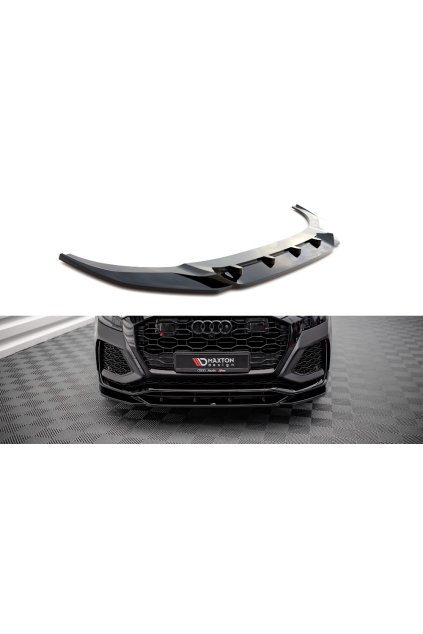 Maxton Design spoiler pod přední nárazník ver.2 pro Audi RSQ8 Mk1, černý lesklý plast ABS