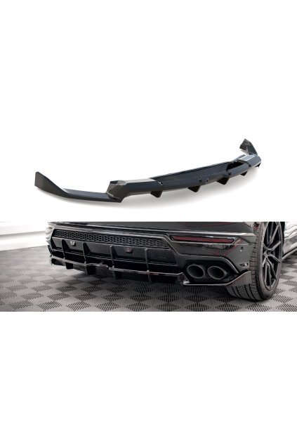 Maxton Design středový spoiler pod zadní nárazník s žebrováním pro Lamborghini Urus Mk1, černý lesklý plast ABS