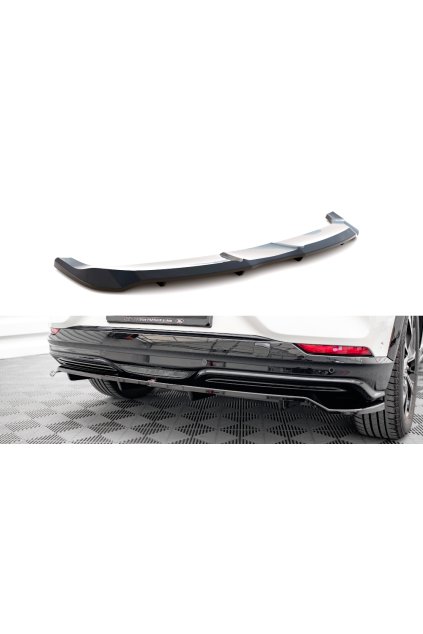 Maxton Design středový spoiler pod zadní nárazník s žebrováním pro Ford Mustang Mach-E Mk1, černý lesklý plast ABS
