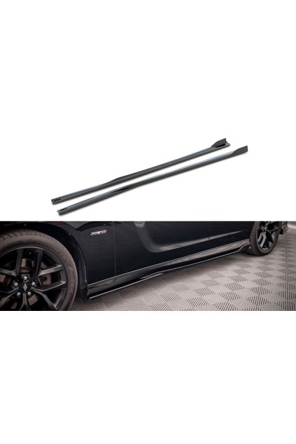 Maxton Design difuzory pod boční prahy pro Dodge Charger Mk7 Facelift SRT, černý lesklý plast ABS