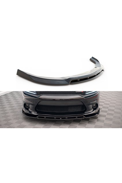 Maxton Design spoiler pod přední nárazník pro Dodge Charger Mk7 Facelift SRT, černý lesklý plast ABS
