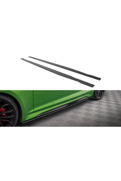 Maxton Design "Street Pro" difuzory pod boční prahy pro Audi RS5 F5 FL, plast ABS bez povrchové úpravy, s červenou linkou