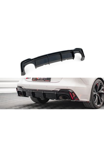 Maxton Design vložka zadního nárazníku pro Audi RS7 C8, černý lesklý plast ABS, verze pro tažné zařízení