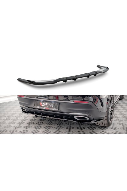 Maxton Design středový spoiler pod zadní nárazník s žebrováním pro Mercedes GLE Coupe C167, černý lesklý plast ABS, AMG-Line