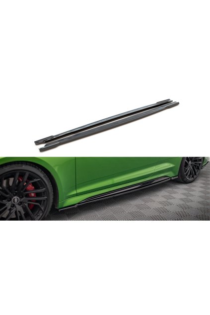 Maxton Design difuzory pod boční prahy pro Audi RS5 F5 FL, černý lesklý plast ABS