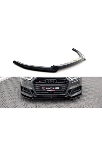 Maxton Design spoiler pod přední nárazník ver.2 pro Audi S3 8V FL, černý lesklý plast ABS, Sportback