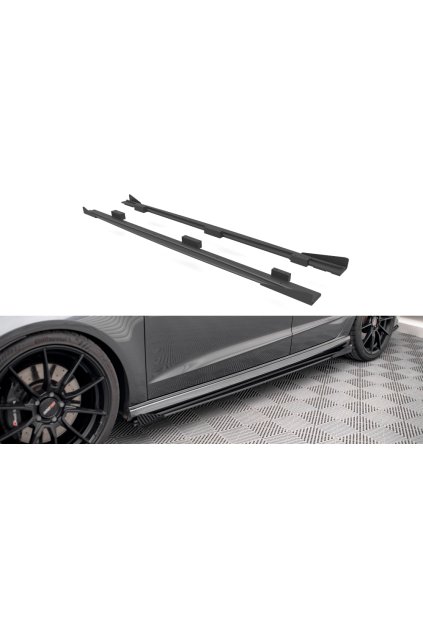 Maxton Design "Street Pro" difuzory pod boční prahy s křidélky pro Audi S3 8V FL, plast ABS bez povrchové úpravy, Sportback, s červenou linkou