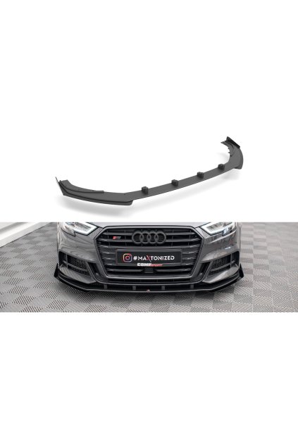 Maxton Design "Street Pro" spoiler pod přední nárazník s křidélky ver.1 pro Audi S3 8V FL, plast ABS bez povrchové úpravy, Sportback, s červenou linkou