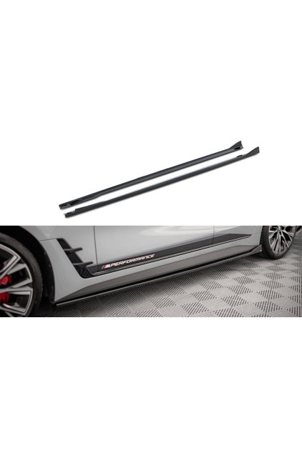 Maxton Design difuzory pod boční prahy ver.2 pro BMW řada 4 G26 M-Pack, černý lesklý plast ABS