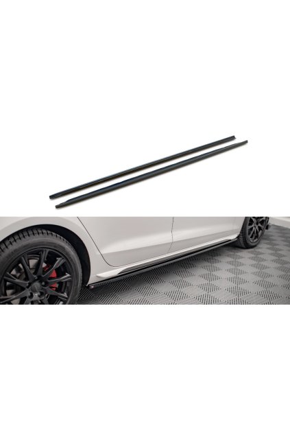 Maxton Design difuzory pod boční prahy pro Audi A4 B9 FL, černý lesklý plast ABS