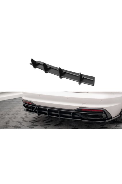 Maxton Design "Street Pro" difuzor zadního nárazníku pro Audi A4 B9 FL, plast ABS bez povrchové úpravy, s červenou linkou