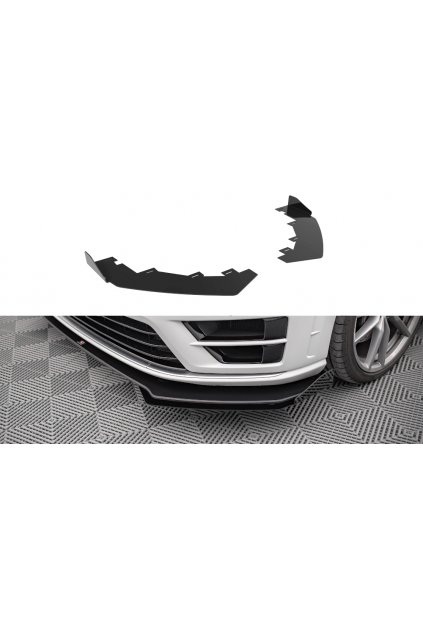 Maxton Design rohové spoilery pod přední nárazník pro Volkswagen Golf R Mk7, černý lesklý plast ABS