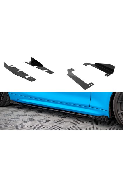 Maxton Design křidélka bočních difuzorů pro BMW M2 F87, černý lesklý plast ABS