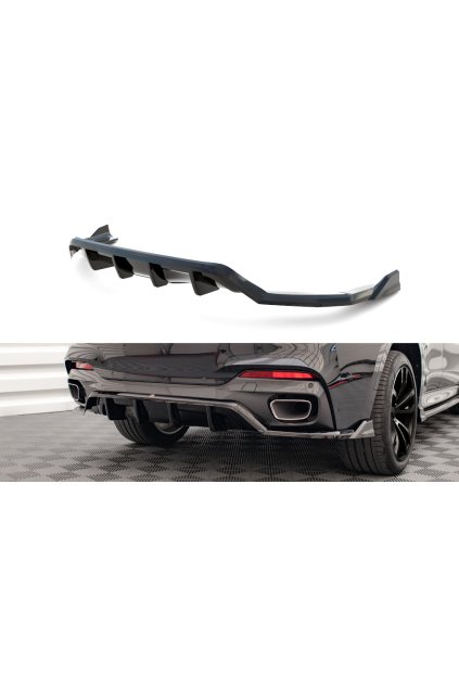 Maxton Design středový spoiler pod zadní nárazník s žebrováním pro BMW X6 F16, černý lesklý plast ABS, M-Pack