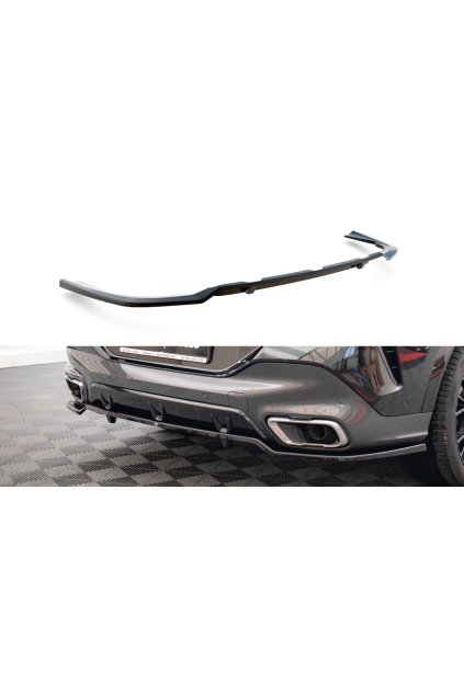 Maxton Design středový spoiler pod zadní nárazník s žebrováním v.3 pro BMW X6 G06 /M-Pack, černý lesklý plast ABS