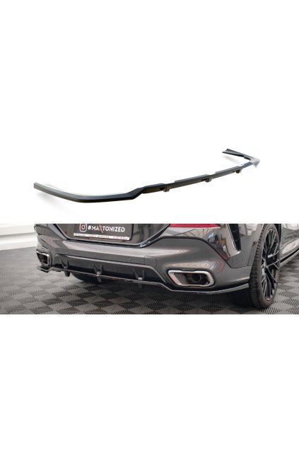 Maxton Design středový spoiler pod zadní nárazník s žebrováním v.2 pro BMW X6 G06 /M-Pack, černý lesklý plast ABS