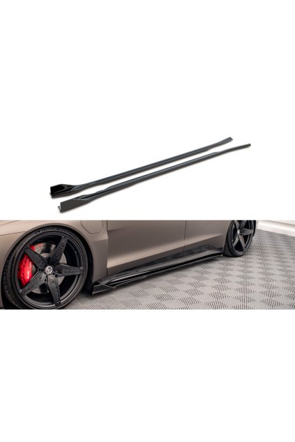 Maxton Design difuzory pod boční prahy ver.2 pro Audi e-tron GT / RS GT Mk1, černý lesklý plast ABS