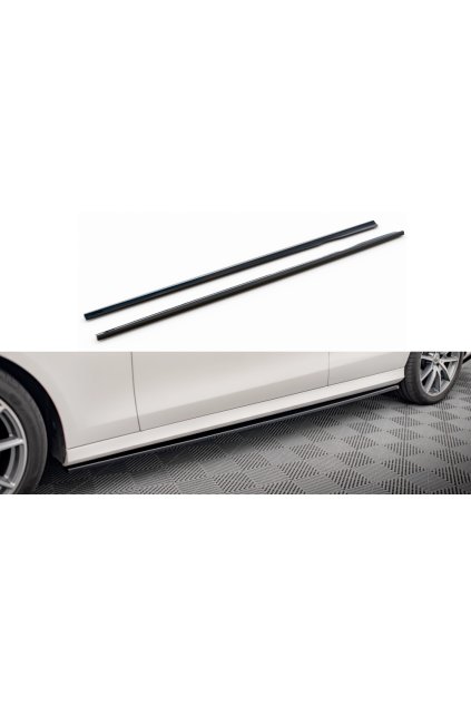 Maxton Design difuzory pod boční prahy pro Mercedes třída E W213 Facelift/AMG-Line/Sedan, černý lesklý plast ABS