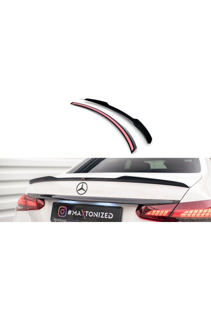 Maxton Design prodloužení spoileru pro Mercedes třída E W213 Facelift/AMG-Line/Sedan, černý lesklý plast ABS