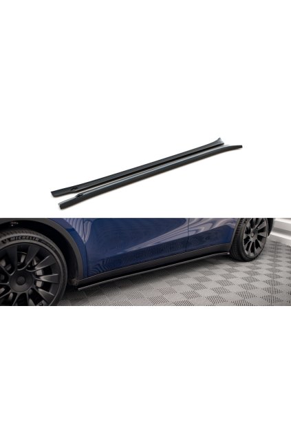 Maxton Design difuzory pod boční prahy ver.2 pro Tesla Model Y, černý lesklý plast ABS