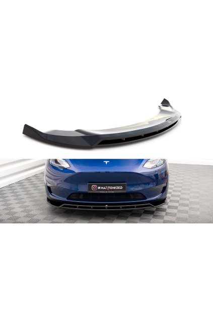 Maxton Design spoiler pod přední nárazník ver.2 pro Tesla Model Y, černý lesklý plast ABS