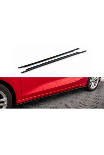 Maxton Design difuzory pod boční prahy pro Audi A3 8Y, černý lesklý plast ABS