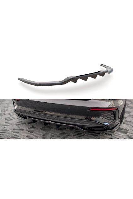 Maxton Design středový spoiler pod zadní nárazník s žebrováním pro Audi A3 8Y, černý lesklý plast ABS, Sedan S-Line